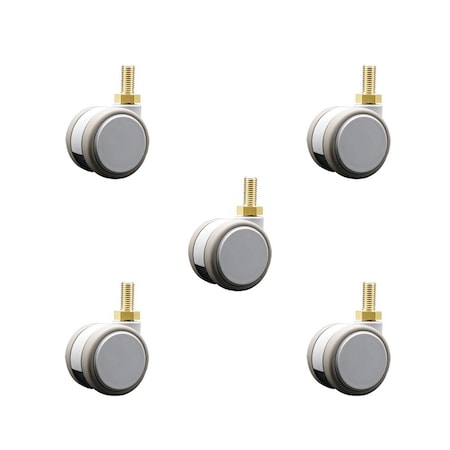Service Caster 2 Inch MRI Safe Casters, 10mm Threaded Stem, Set of 5, 5PK SCC-TS02S50-TPR-GRY-M10X22-MRI-5